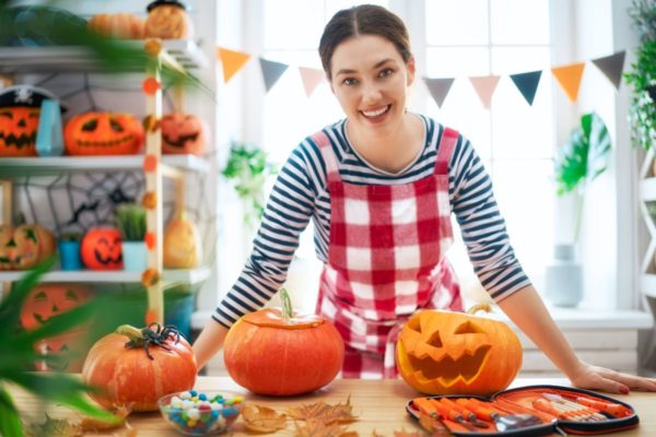 Une citrouille découpée pour Halloween